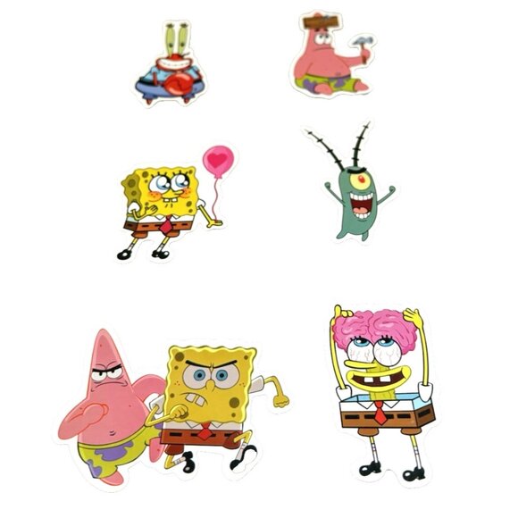 SpongeBob SquarePants 6pc Vinyl Stickers Lot Cartoon Water Bottle Laptop Decals - Picture 1 of 4